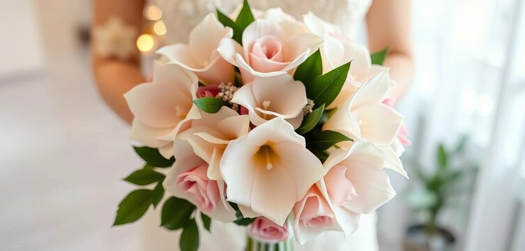 Elegant stephanotis bridal bouquet, soft ceremony light, soft light, floral photography