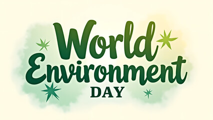 Fototapeta premium Celebration of World Environment Day with Decorative Green Text and Stars