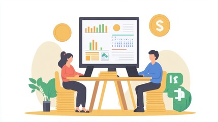 Fototapeta premium Financial Collaboration: A visual representation of teamwork and market analysis