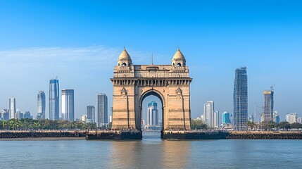 Obraz premium Cityscape view of a historical archway monument.