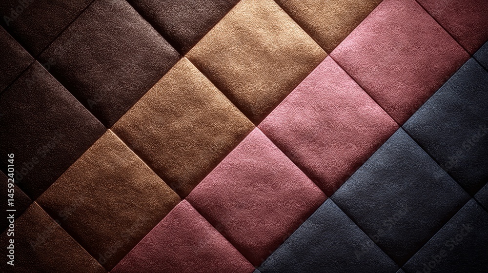 Leinwandbilder Exploration of a close-up view showcasing a repeating diamond pattern in soft fabric with muted tones and sharp lines, featuring an open area for design integration