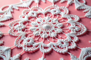 Obraz premium Intricate floral pattern lace doily, delicate texture , wedding, fabric