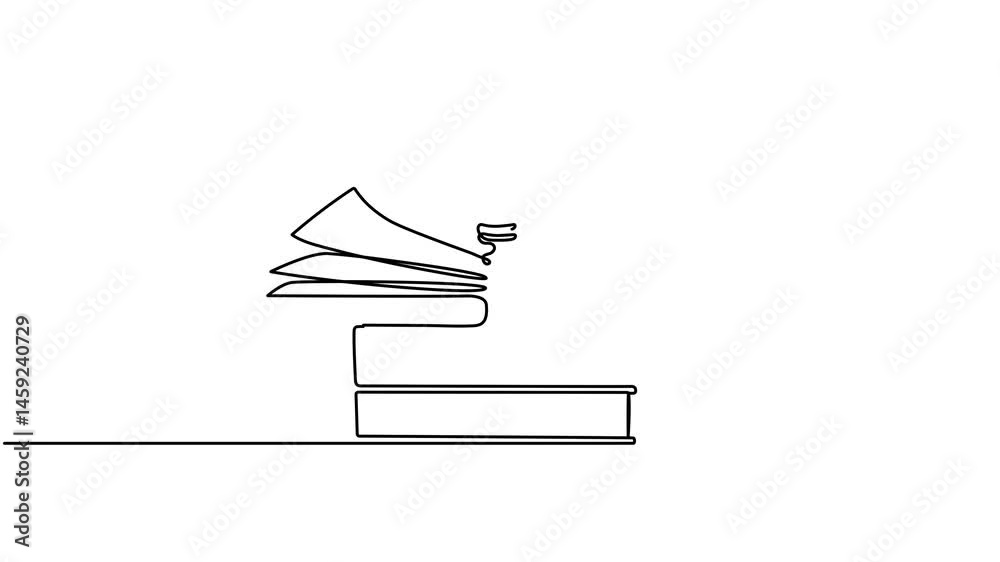 Poster lightbulb above open book continuous line art drawing animation.wisdom concept animated video.