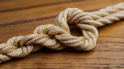 Obraz premium a rope on a wooden table with a knot
