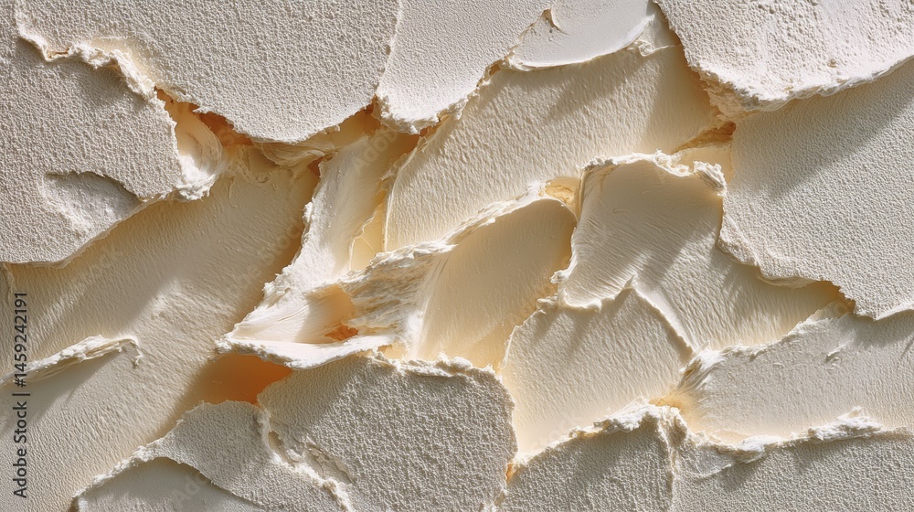 Poster thick white oil is artistically smeared in layered strokes across a white canvas, resembling soft co