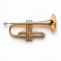 Obraz premium Polished Golden Trumpet on White Background