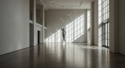Museum lobby with International Museum Day poster