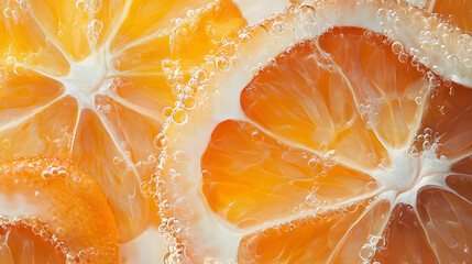 Top view of fresh orange slices full background, photorealistic detail, high resolution, top view,