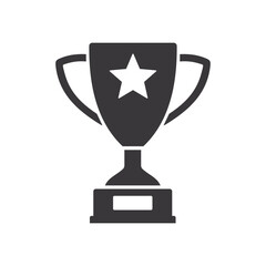 Trophy cup with star flat vector icon