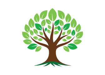 Fototapeta premium Green Tree Logo Silhouette Minimalist Nature Design, tree, logo, silhouette, green, nature, minimal, 