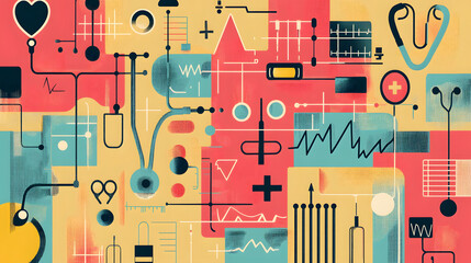 Digital health and medical technology concept with icons of healthcare