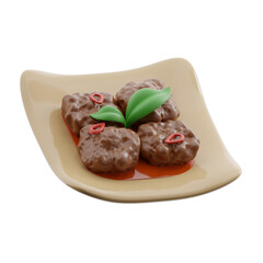 Rendang indonesian food 3d illustration