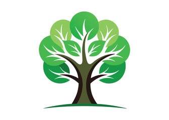 Obraz premium Green Tree Logo Silhouette Minimalist Nature Design Silhouette, tree, logo, silhouette, green, nature, minimal, 