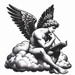 statue of angel in the sky, angel wings, angel with wings