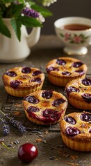 Aromatic Cherry Earl Grey Clafoutis Tartlets with Lavender Brûlée