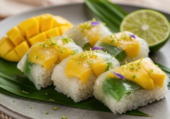 Luxury Mango Sticky Rice Sushi Rolls with Coconut Jelly Wraps