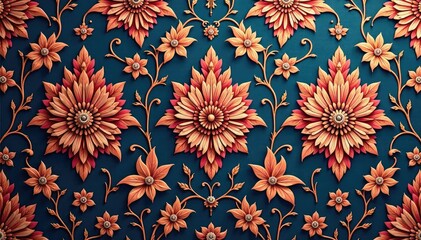 Intricate woven floral damask, elegant swirls, fashion, brocade