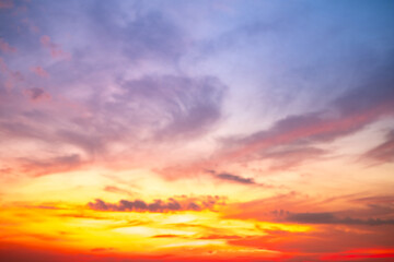 Beautiful , luxury soft gradient orange gold clouds and sunlight on the blue sky perfect for the...