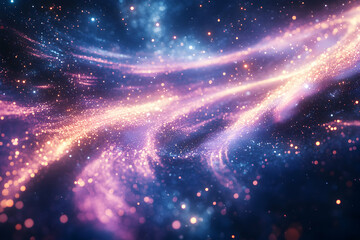 Beautiful Abstract Cosmic Background with Stars and Glowing Lights