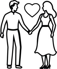 man and woman couple holding hand silhouette