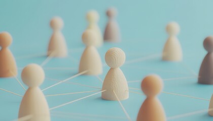 Obraz premium Connected figures on a light blue background.