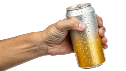 hand holding a beer bottle isolated