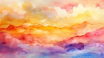 Naklejka premium Soft colorful abstract watercolor background with rainbow gradient clouds blending gently, ideal for creative design, dreamy atmosphere, artistic textures, and vibrant visual concepts.