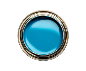 Top view of blue paint can on a transparent background