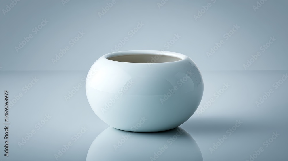 Leinwandbilder a modern, smooth white bowl is centered against a completely white background, creating a minimalist
