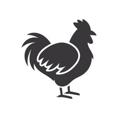 Rooster silhouette flat vector icon