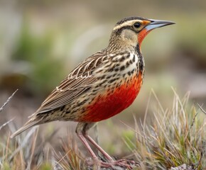 Fototapeta premium Long-tailed meadowlark, Sturnella louca, bird