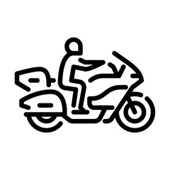 motorcycle tour outline icon. figure touring line art illustration.