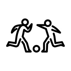 play soccer outline icon. figure playing football line art illustration.