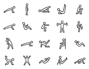 20 Exercise Routine Icons set
