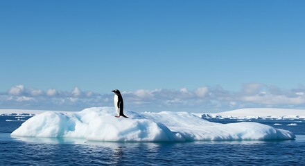 Fototapeta premium Isolated Penguin on Floating Iceberg