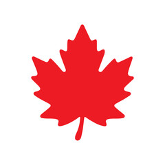 A vibrant red maple leaf, representing Canada, with clean, bold lines and a simple, recognizable design. Vector illustration.