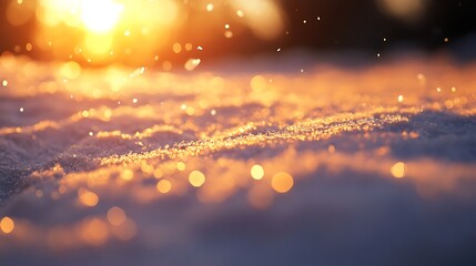 Snowy landscape in warm golden light