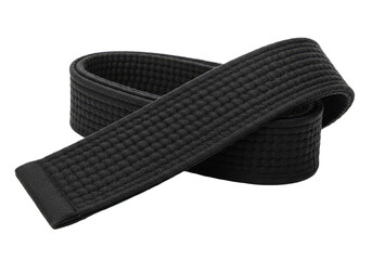 Black Belt Mastery Coiled cotton martial arts symbol on stark black