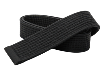 Black Belt Mastery Coiled cotton martial arts symbol on stark black