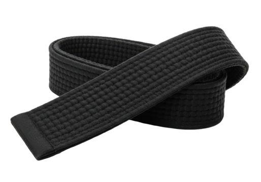 Black Belt Mastery Coiled cotton martial arts symbol on stark black - Powered by Adobe