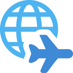 plane globe vector icon on white background