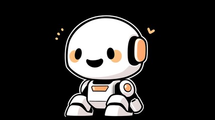 cheerful mini robot, doodle style, simple chibi
