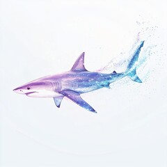 Obraz premium Dynamic shark artwork swimming in an oceanic environment vibrant colors digital illustration underwater viewpoint marine wildlife concept