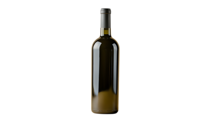 Olive green wine bottle with black capsule isolated