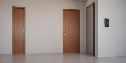 Modern service bell beside a minimalist contemporary door , interior, office, wood