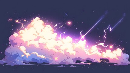 amazing and abstract lightning strike, colorful anime style