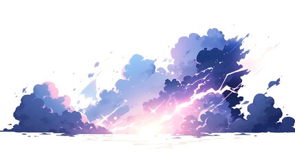 amazing and abstract lightning strike, colorful anime style