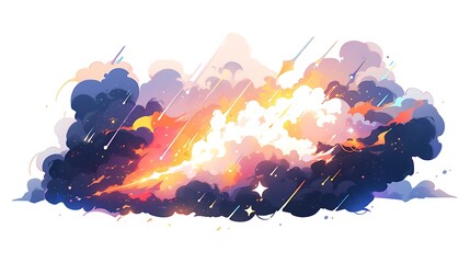 amazing and abstract lightning strike, colorful anime style
