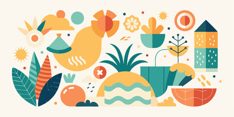 Fototapeta premium Abstract nature composition colorful shapes and geometric elements fresh artistic design