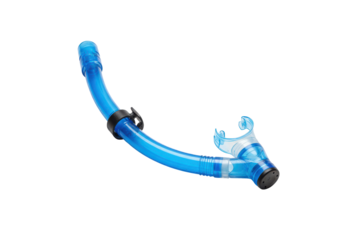 Clear blue snorkel on black background aquatic adventure gear